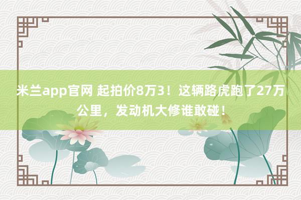 米兰app官网 起拍价8万3！这辆路虎跑了27万公里，发动机大修谁敢碰！